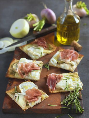 Pizza navets & jambon de parme Pizza navets & jambon de parme