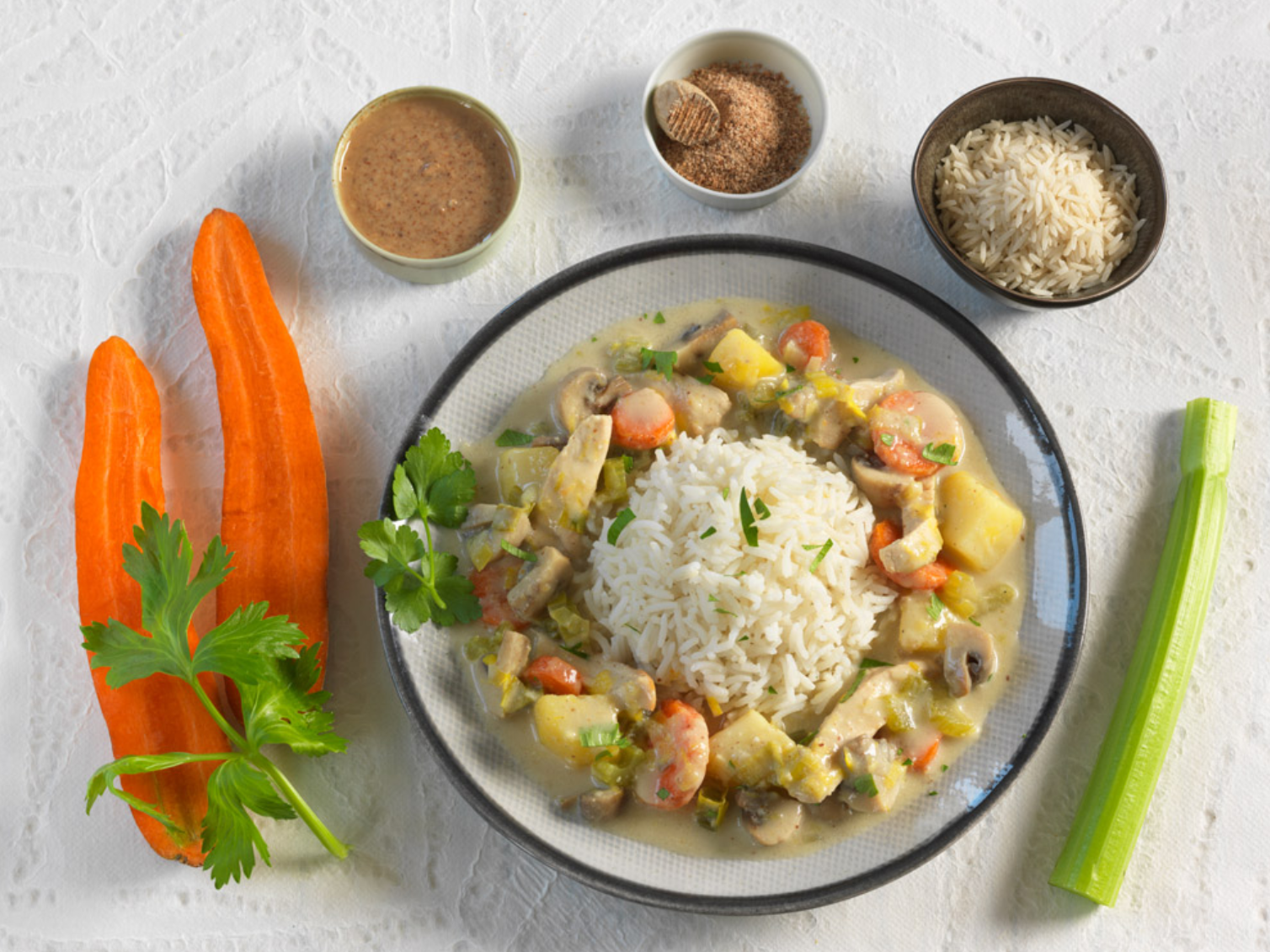 Blanquette de légumes et seitan/poulet Blanquette de légumes et seitan/poulet